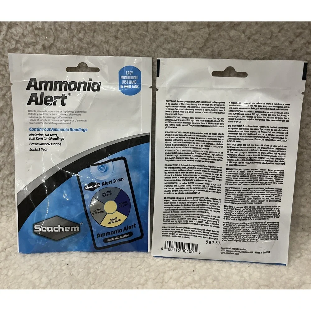 Seachem Ammonia Alert Fish Tank Aquarium Testing Maintenance (2-pack) Sealed